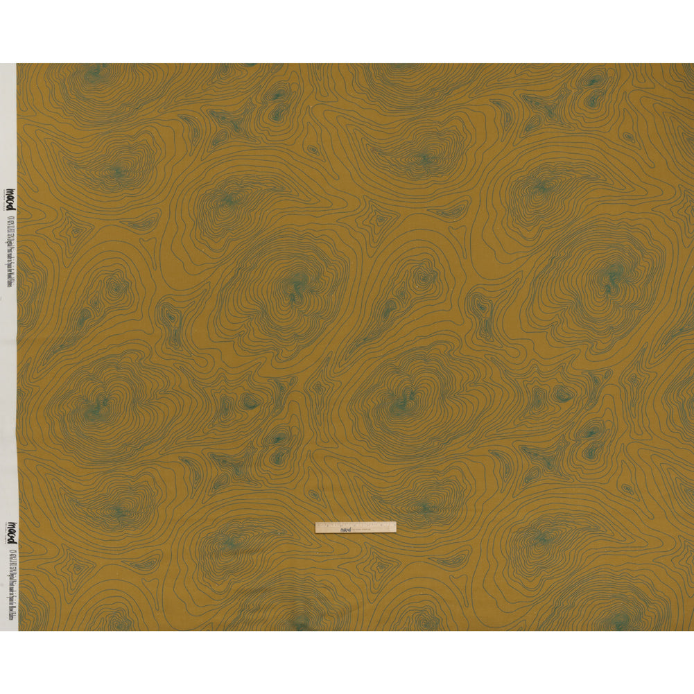 Linen and Rayon Woven - Olive and Hunter Green Abstract Lines - Topographic Map Print - Mood Exclusive Acadia Collection - Full