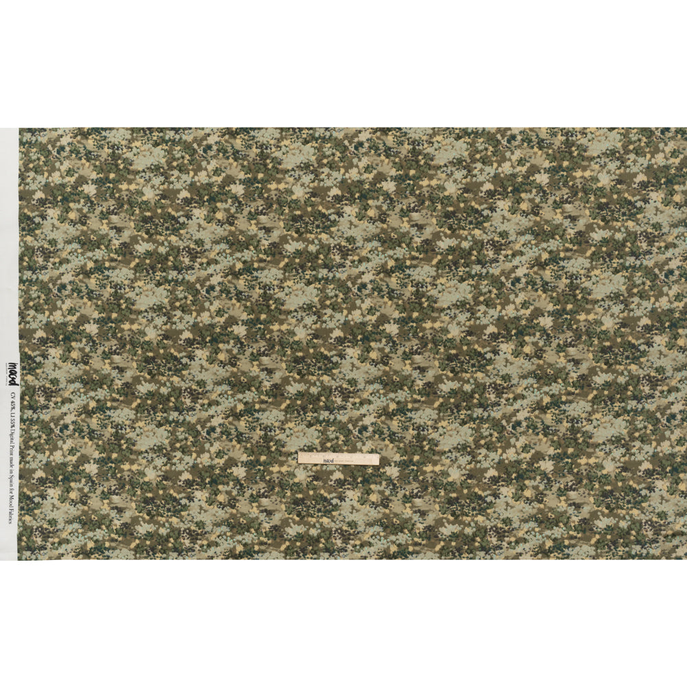 Linen and Rayon Woven - Olive, Green and Beige Abstract Dots - Forest Lookout Print - Mood Exclusive Acadia Collection - Full