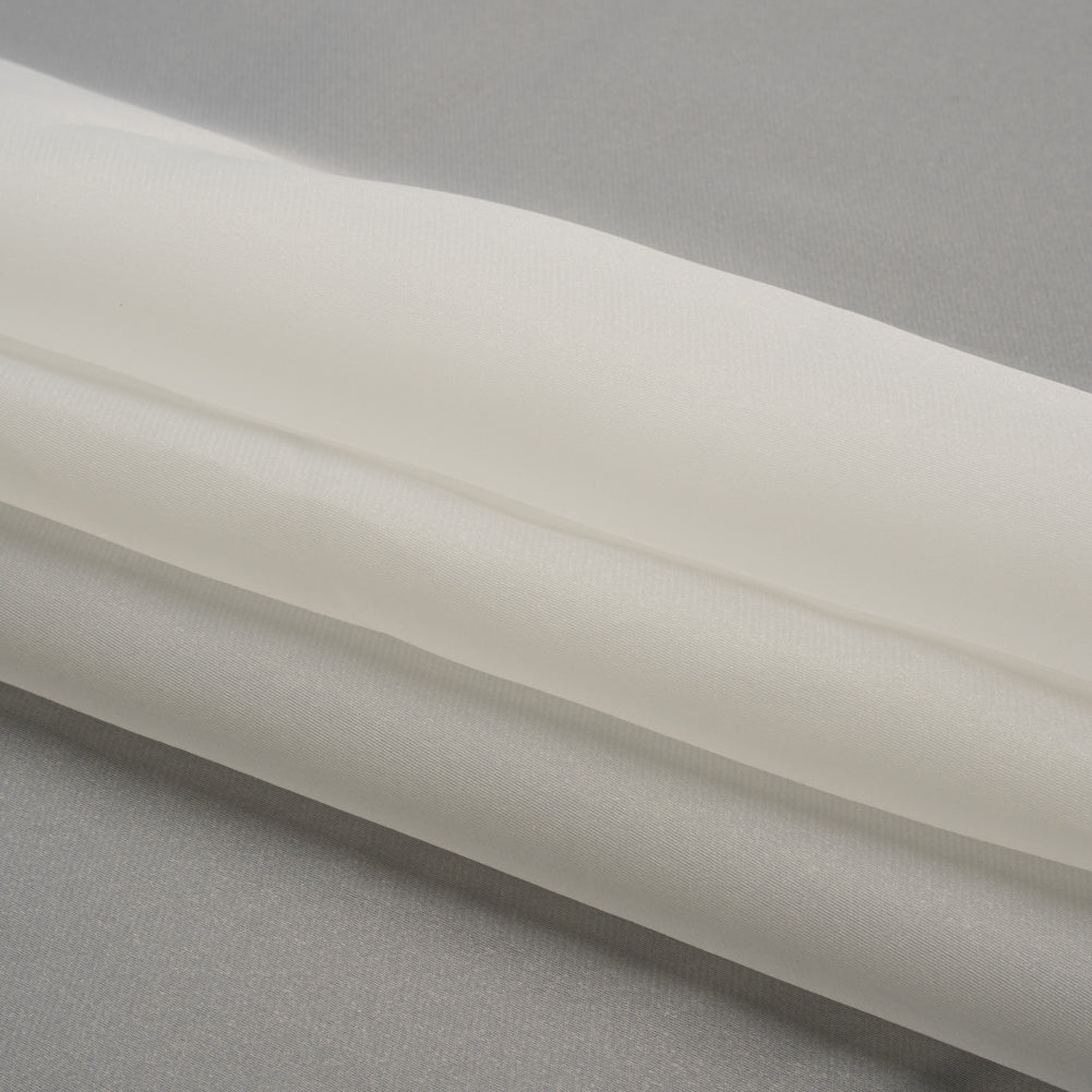 Satin-Faced Polyester Organza - Bright White - Ardea Collection by Mood - Folded