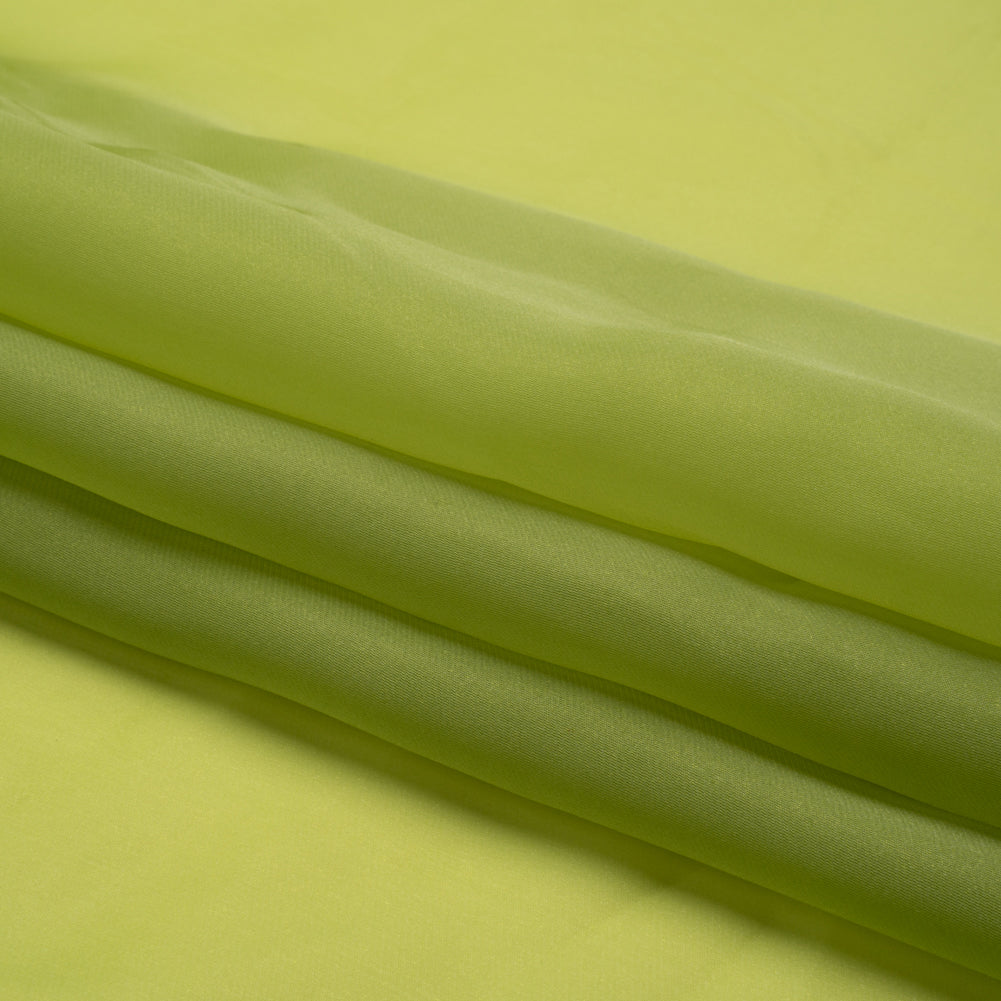 Satin-Faced Polyester Organza - Peridot Green - Ardea Collection by Mood - Folded
