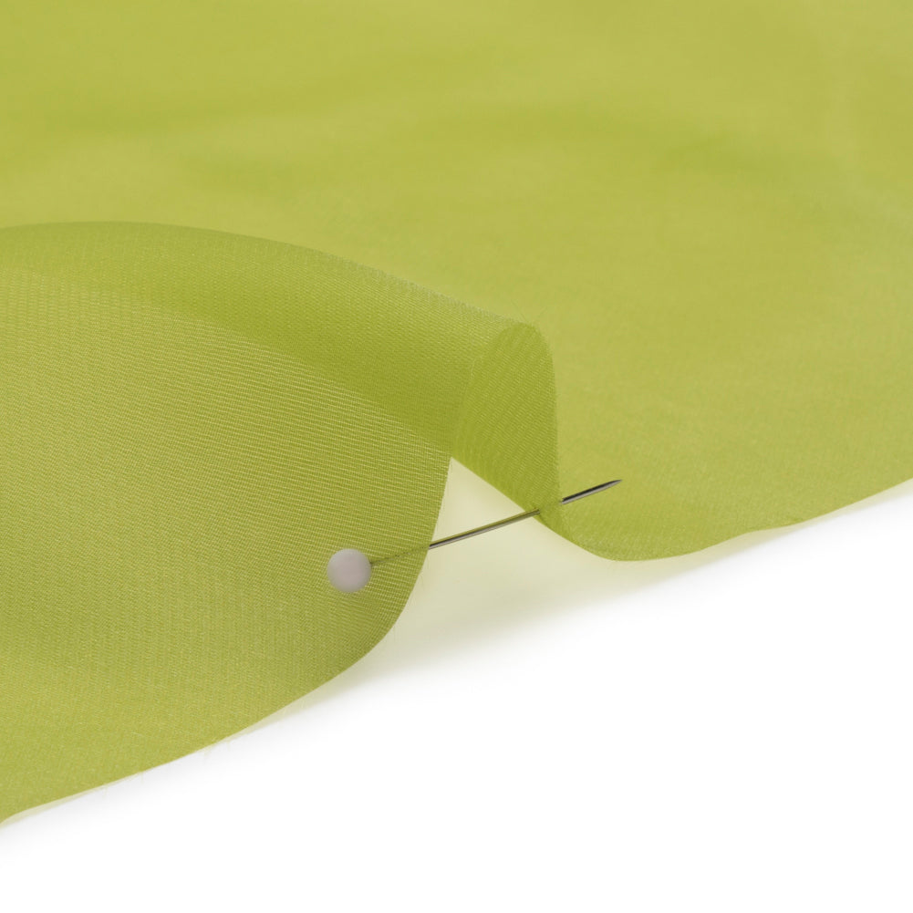 Satin-Faced Polyester Organza - Peridot Green - Ardea Collection by Mood - Detail