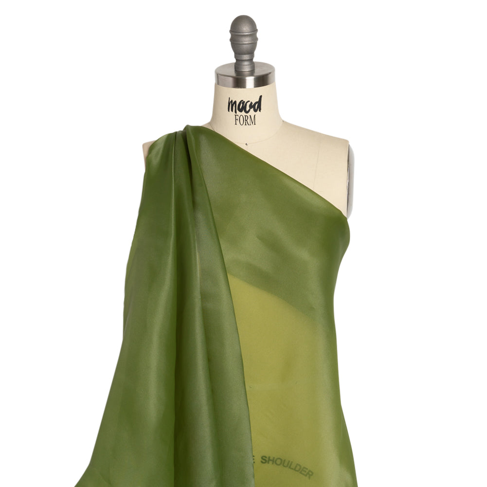 Satin-Faced Polyester Organza - Pesto Green - Ardea Collection by Mood - Drape