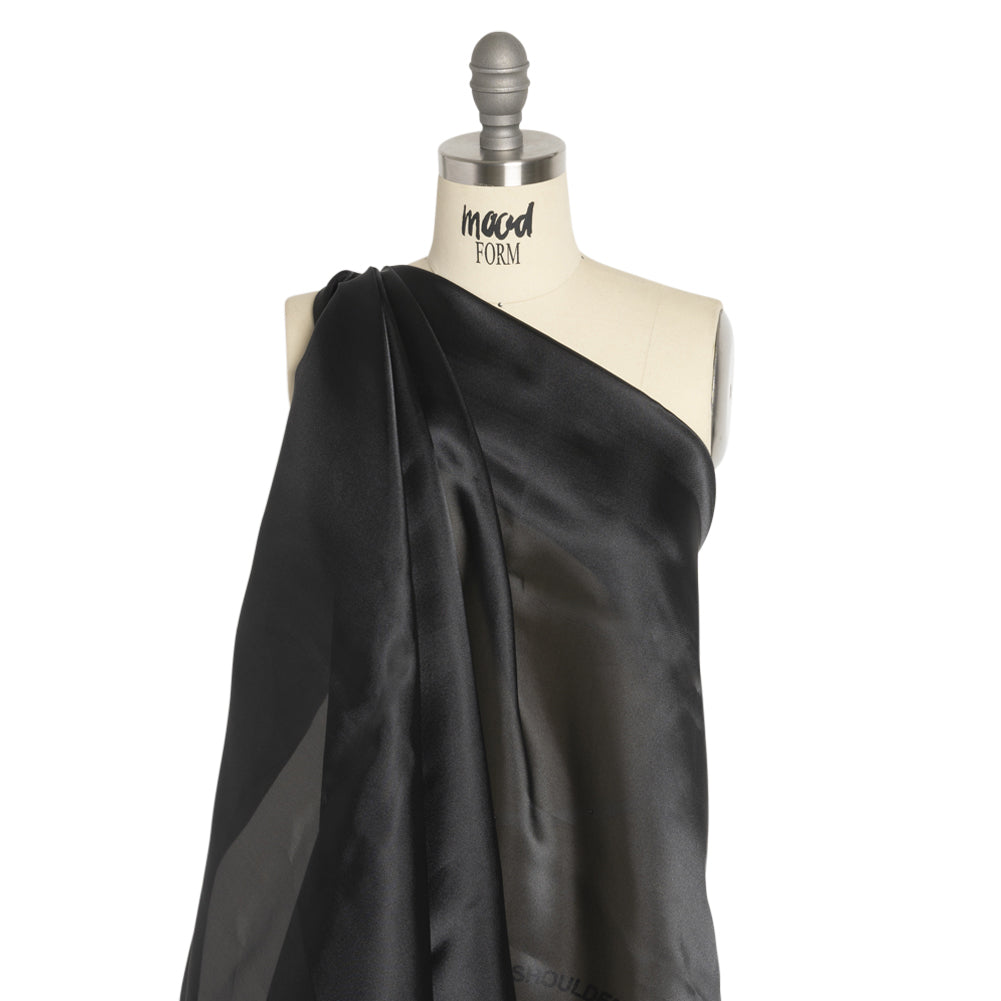 Satin-Faced Polyester Organza - Black - Ardea Collection by Mood - Drape