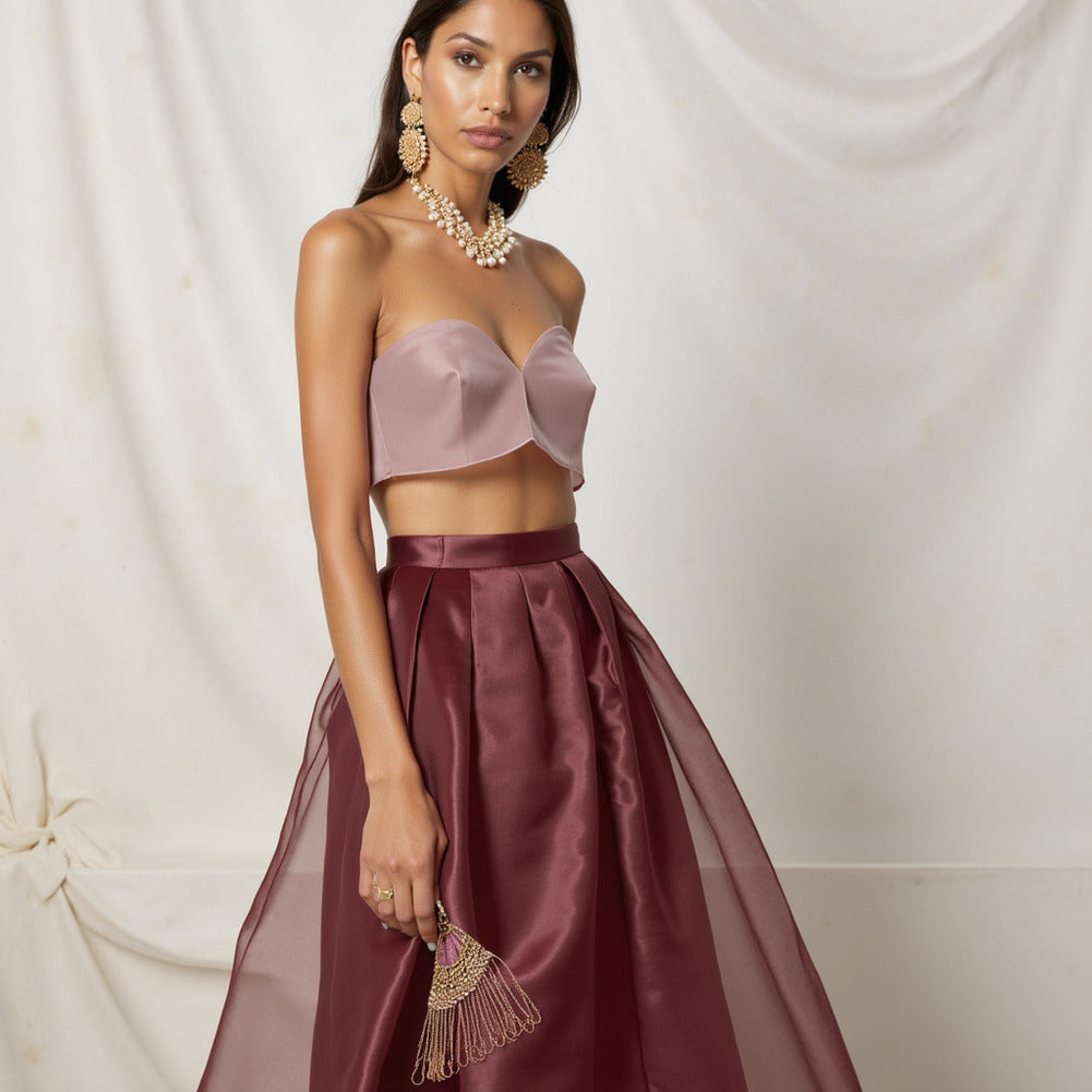 Satin-Faced Polyester Organza - Burgundy - Ardea Collection by Mood - Editorial