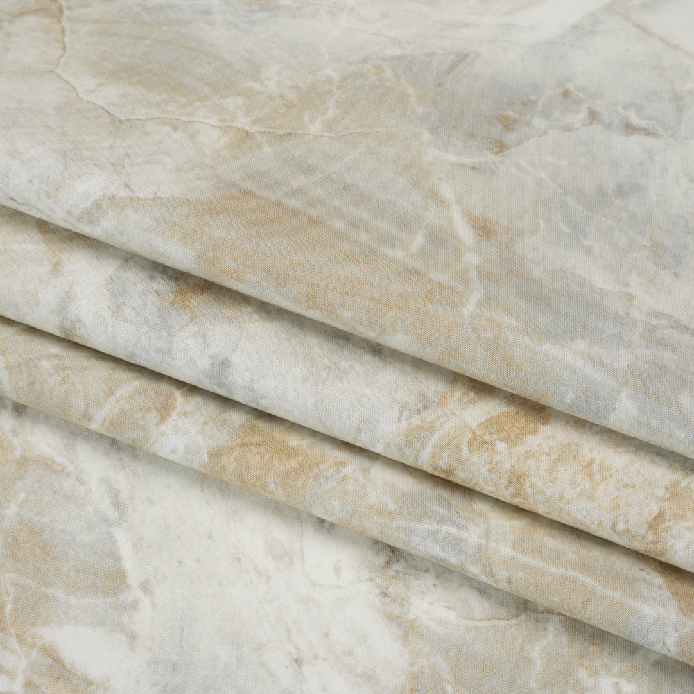Stonehenge Quilting Cotton by Northcott - Cream Marble 3 Stone Swirl Abstract - Surfaces Collection - Folded