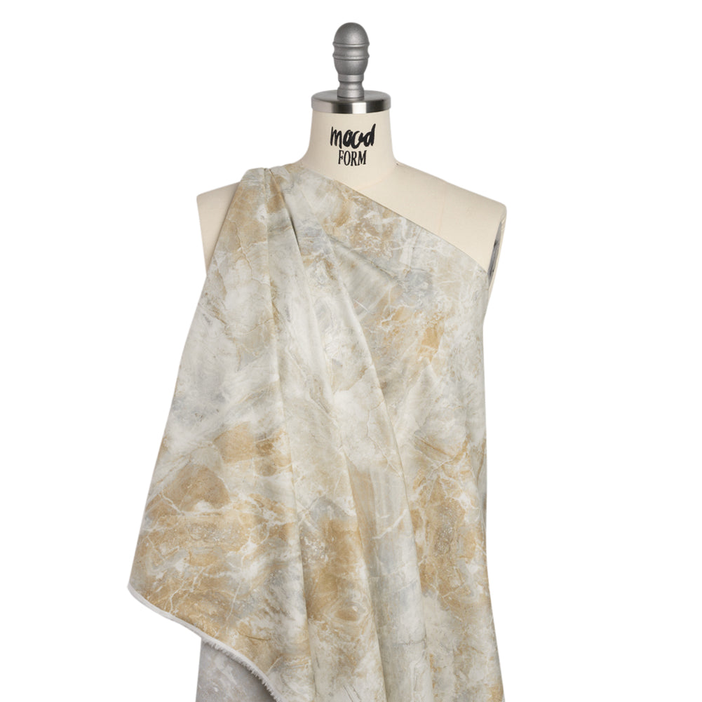 Stonehenge Quilting Cotton by Northcott - Cream Marble 3 Stone Swirl Abstract - Surfaces Collection - Drape