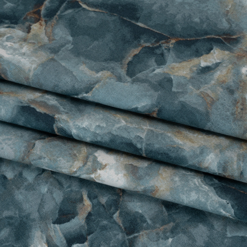 Stonehenge Quilting Cotton by Northcott - Prussian Marble 4 Crystalline Crackle - Surfaces Collection - Folded