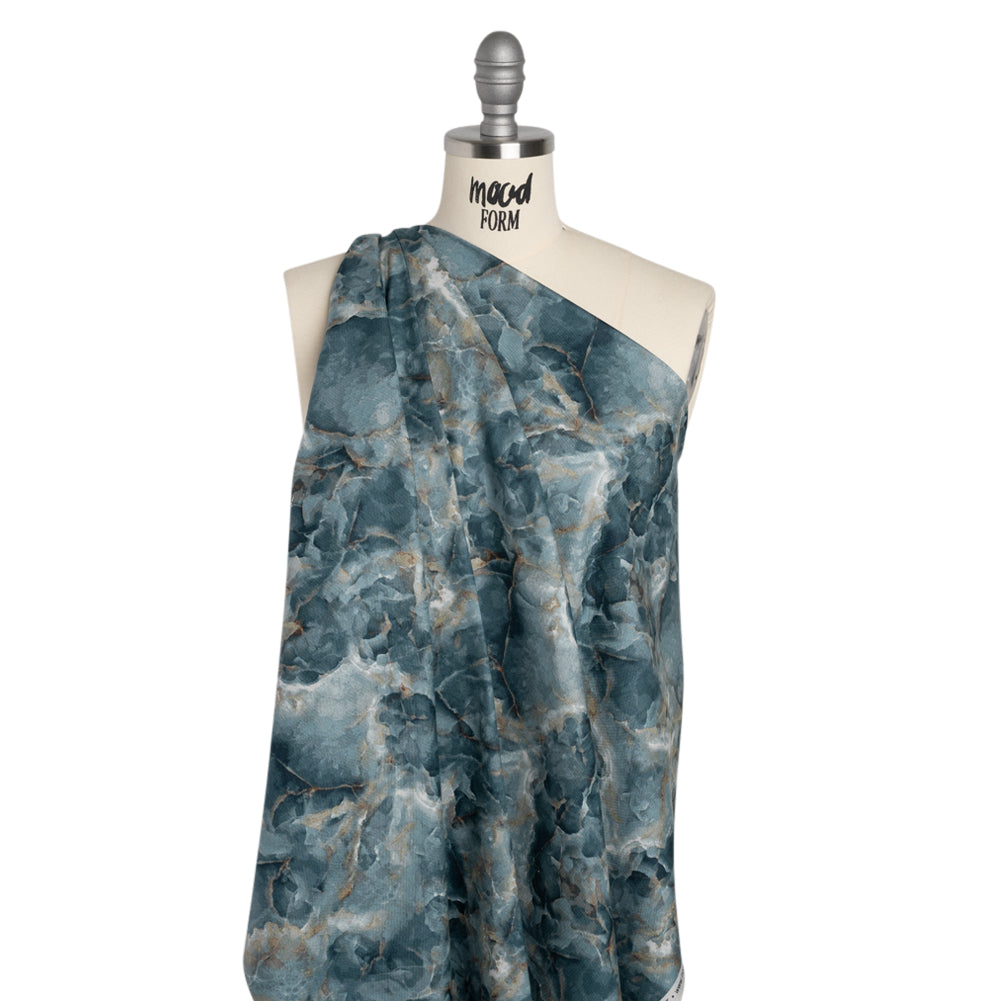 Stonehenge Quilting Cotton by Northcott - Prussian Marble 4 Crystalline Crackle - Surfaces Collection - Drape
