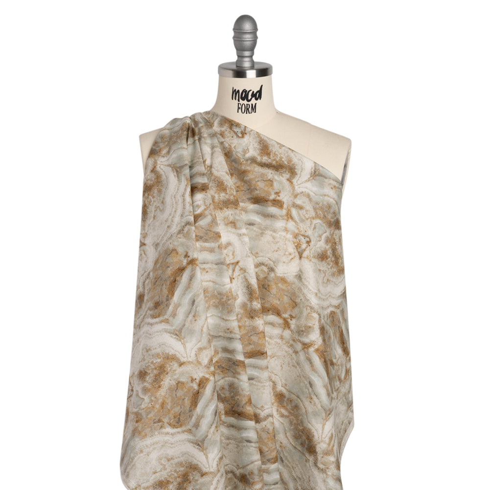 Stonehenge Quilting Cotton by Northcott - Cream Marble 8 Swirling Stone - Surfaces Collection - Drape