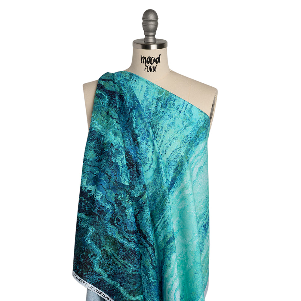 Stonehenge Quilting Cotton by Northcott - Peacock Swirling Lines Gradient - Ombre II Collection - Drape
