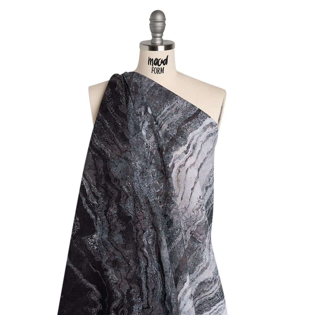 Stonehenge Quilting Cotton by Northcott - Graphite Swirling Lines Gradient - Ombre II Collection - Drape