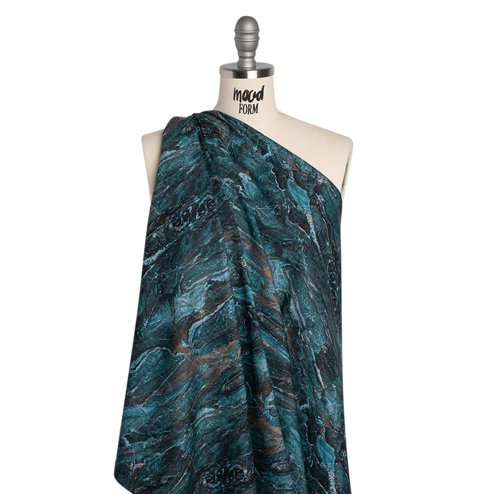 Stonehenge Wide Backing Quilting Cotton by Northcott - Prussian Marble 5 Stone Swirl, 108" Width - Surfaces Wide Backing Collection - Drape