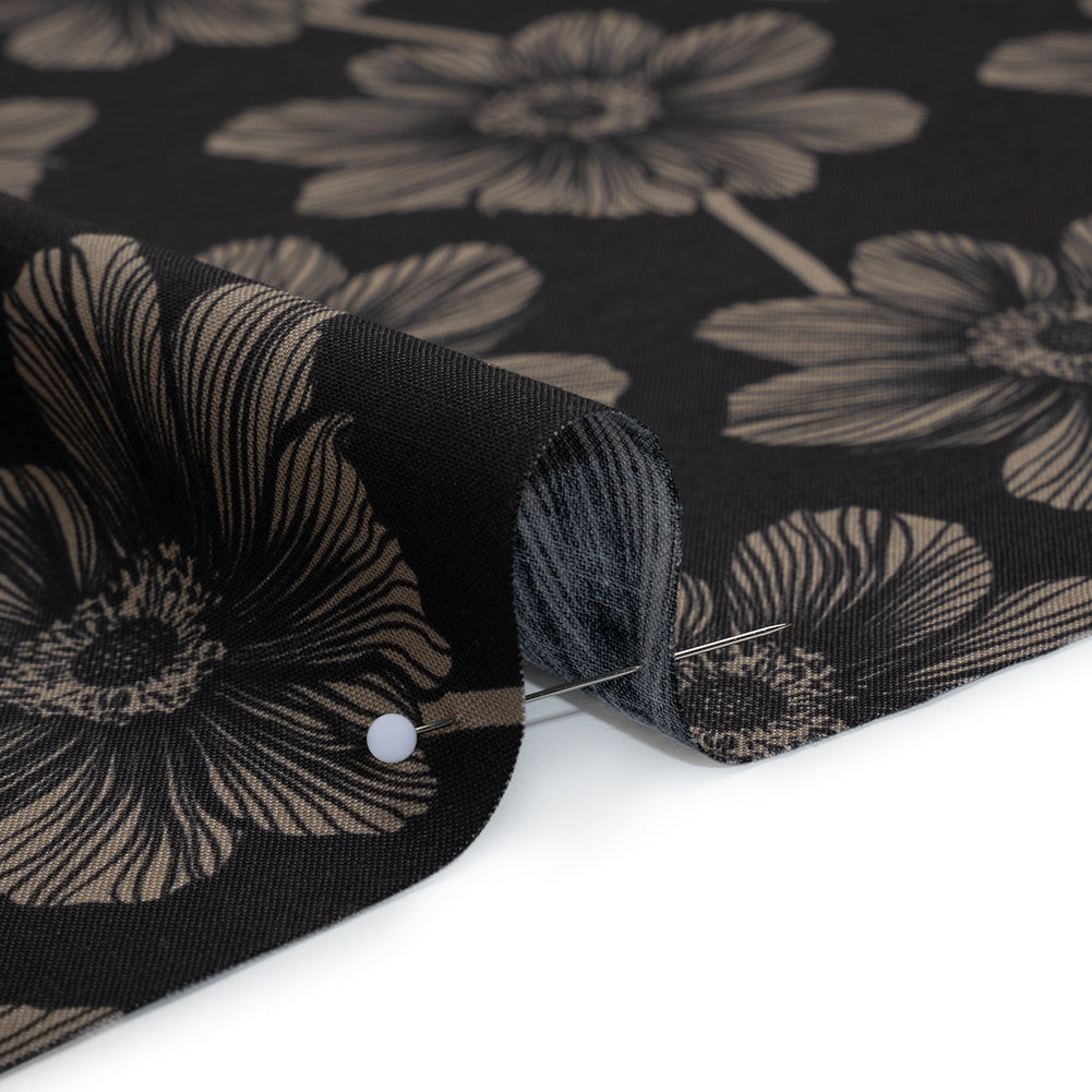 Printed Quilting Cotton by Anna Maria Textiles for Northcott - Silvertone Anemone Floral - Indelible Collection - Detail
