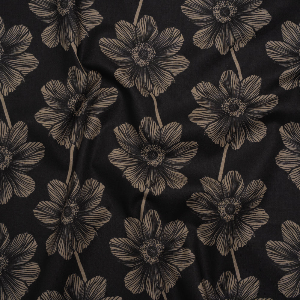 Printed Quilting Cotton by Anna Maria Textiles for Northcott - Silvertone Anemone Floral - Indelible Collection