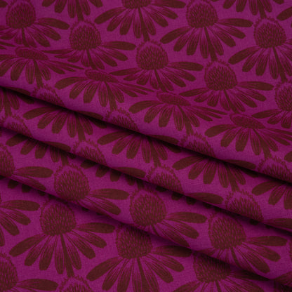 Printed Quilting Cotton by Anna Maria Textiles for Northcott - Magenta Coneflower Floral - Indelible Collection