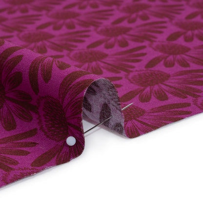 Printed Quilting Cotton by Anna Maria Textiles for Northcott - Magenta Coneflower Floral - Indelible Collection