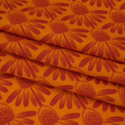 Printed Quilting Cotton by Anna Maria Textiles for Northcott - Tangerine Coneflower Floral - Indelible Collection