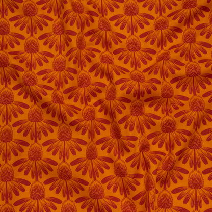 Printed Quilting Cotton by Anna Maria Textiles for Northcott - Tangerine Coneflower Floral - Indelible Collection