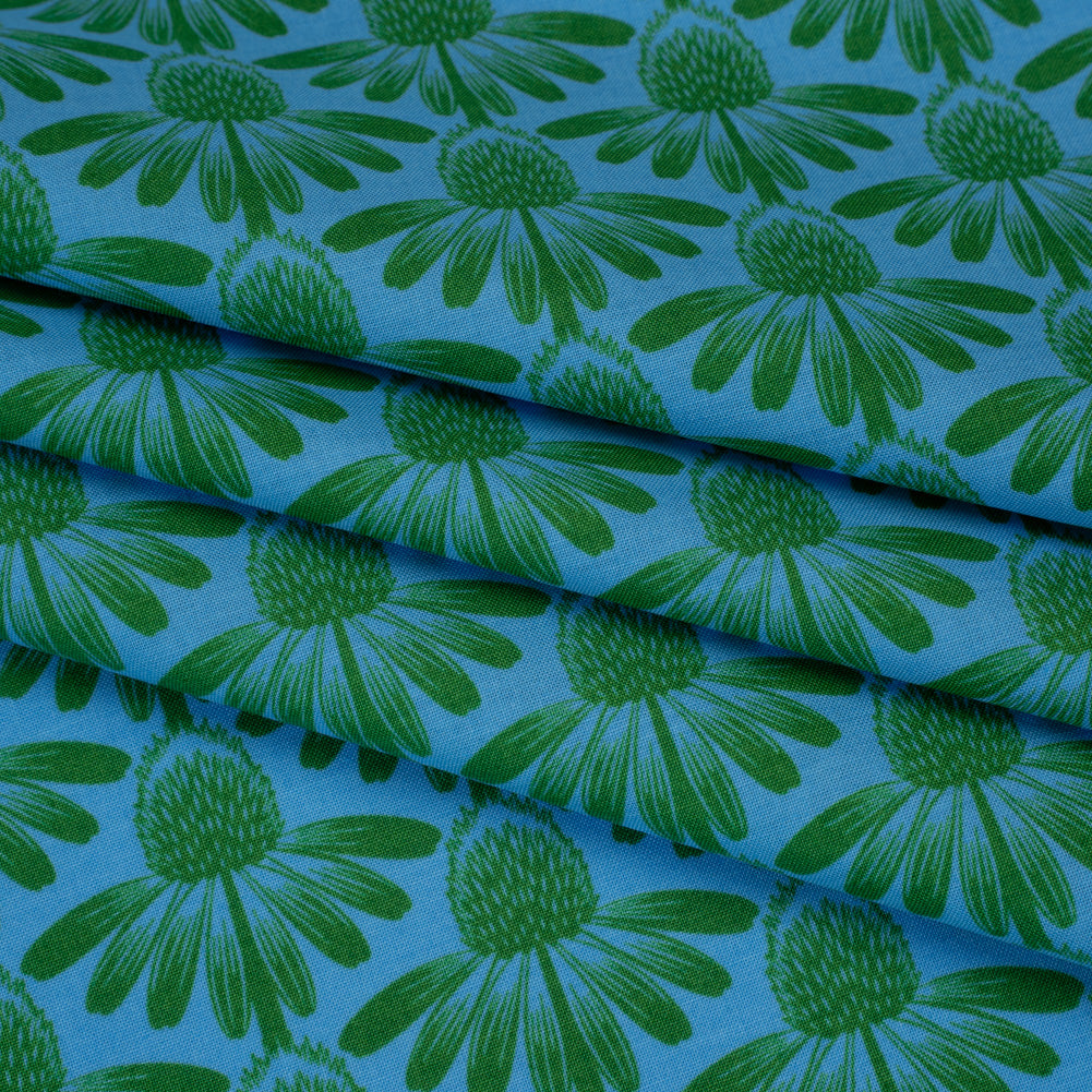 Printed Quilting Cotton by Anna Maria Textiles for Northcott - Pool Coneflower Floral - Indelible Collection - Folded