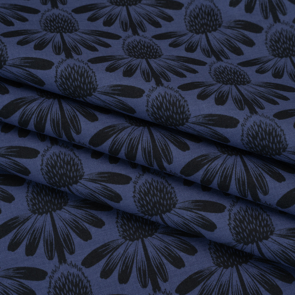 Printed Quilting Cotton by Anna Maria Textiles for Northcott - Night Coneflower Floral - Indelible Collection - Folded