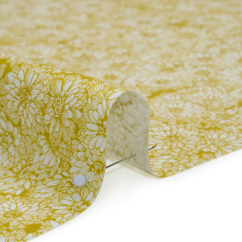 Printed Quilting Cotton by Anna Maria Textiles for Northcott - Golden Mums Floral - Indelible Collection - Detail