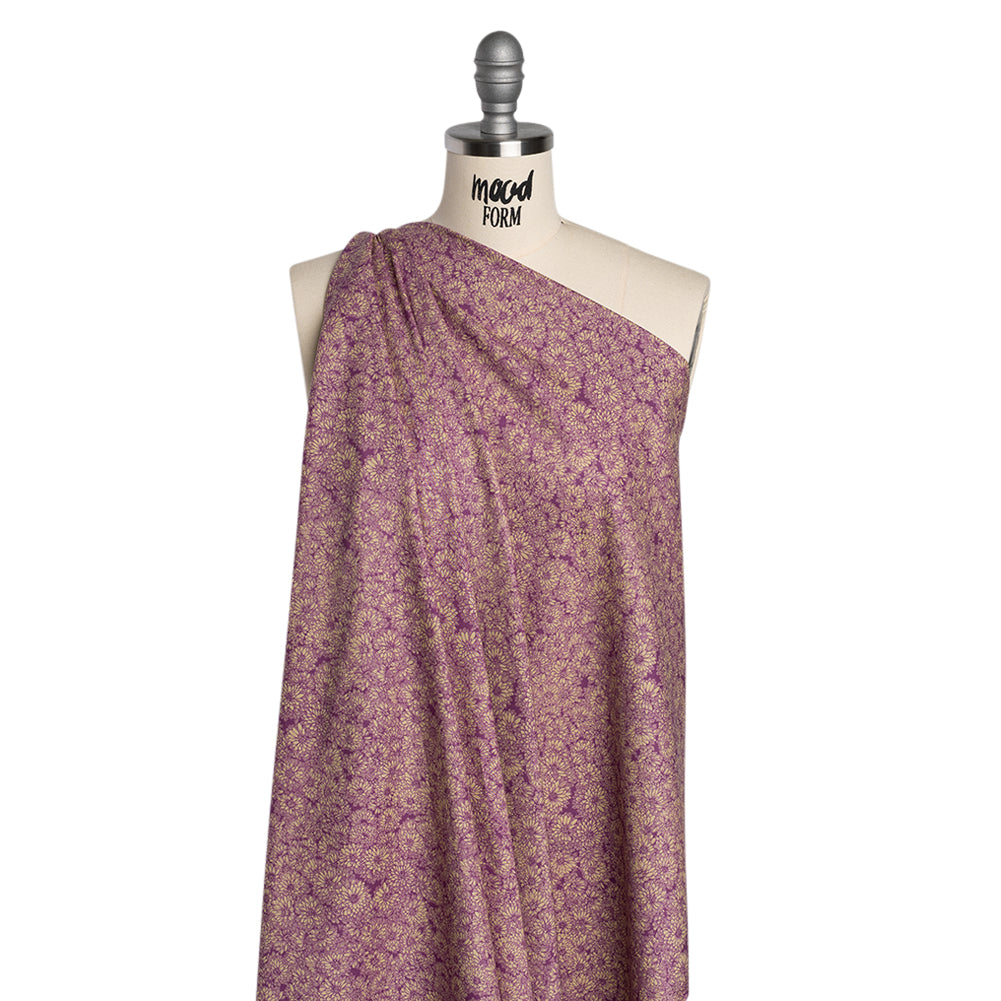 Printed Quilting Cotton by Anna Maria Textiles for Northcott - Mauve Mums Floral - Indelible Collection - Drape