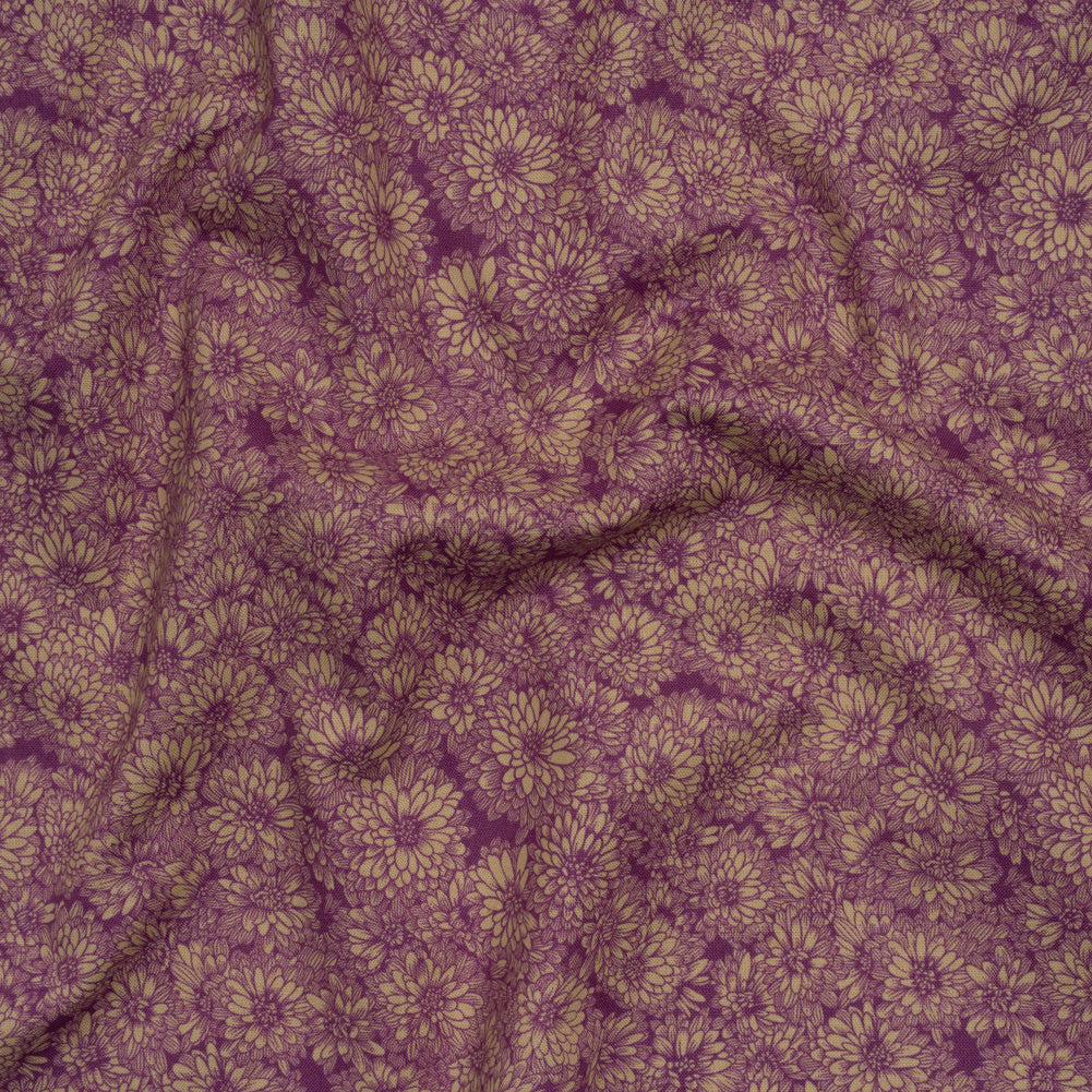 Printed Quilting Cotton by Anna Maria Textiles for Northcott - Mauve Mums Floral - Indelible Collection