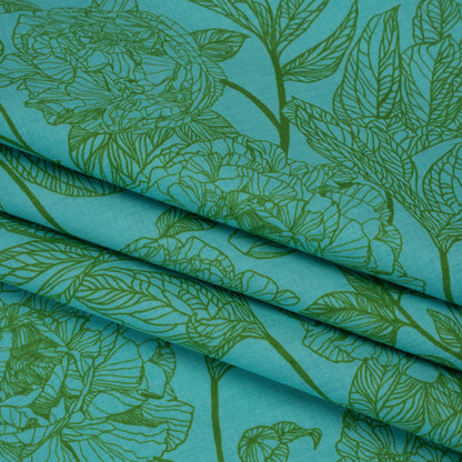 Printed Quilting Cotton by Anna Maria Textiles for Northcott - Jade Peony Floral - Indelible Collection