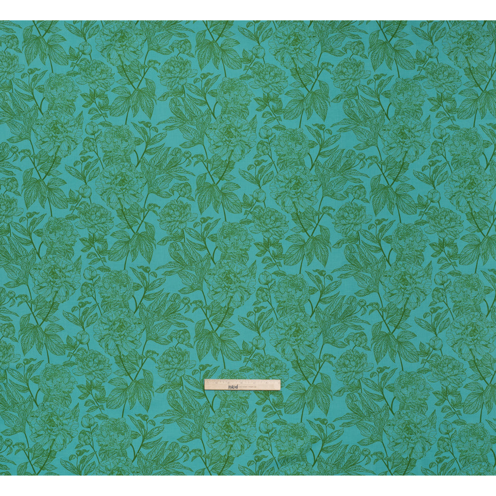 Printed Quilting Cotton by Anna Maria Textiles for Northcott - Jade Peony Floral - Indelible Collection - Full