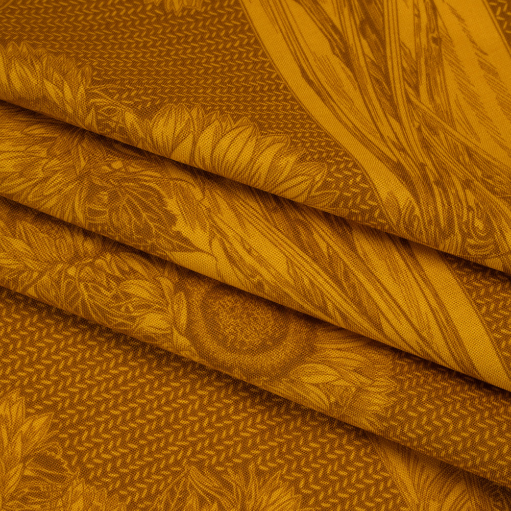 Printed Quilting Cotton by Anna Maria Textiles for Northcott - Saffron Sunflowers Floral - Indelible Collection - Folded