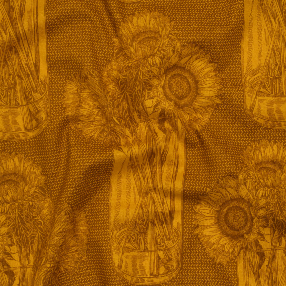 Printed Quilting Cotton by Anna Maria Textiles for Northcott - Saffron Sunflowers Floral - Indelible Collection