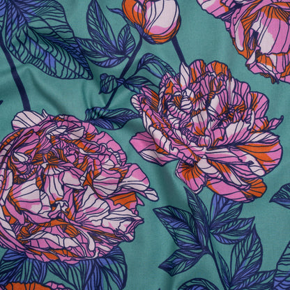 Wide Backing Quilting Cotton by Anna Maria Textiles for Northcott, 108" Wide - Jade Peony Floral - Indelible Wide Backing Collection