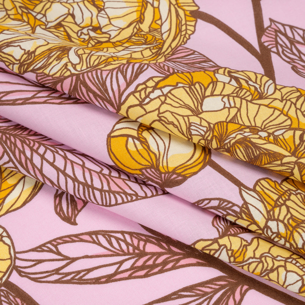 Wide Backing Quilting Cotton by Anna Maria Textiles for Northcott, 108" Wide - Sunshine Peony Floral - Indelible Wide Backing Collection - Folded