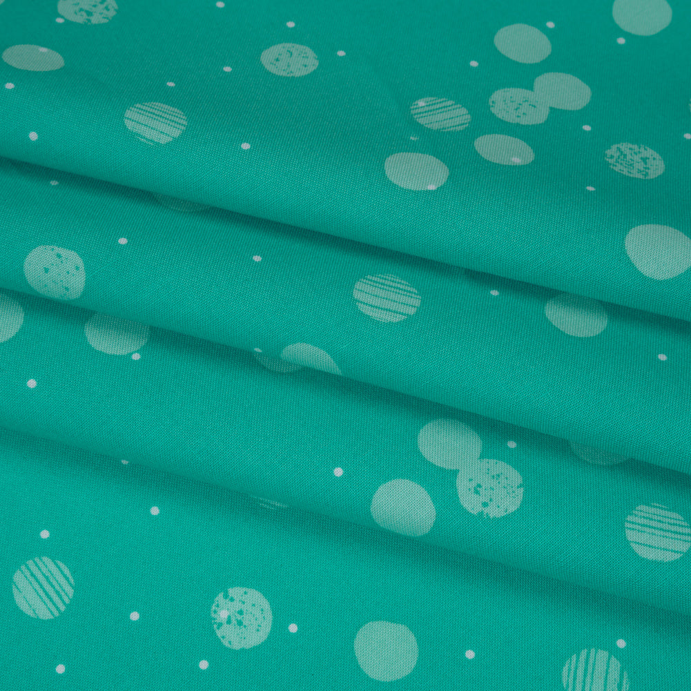 Printed Quilting Cotton by Ghazal Razavi for FIGO Studio - Mint Snow Textured Circles and Spots - Seasons Basics Collection - Detail