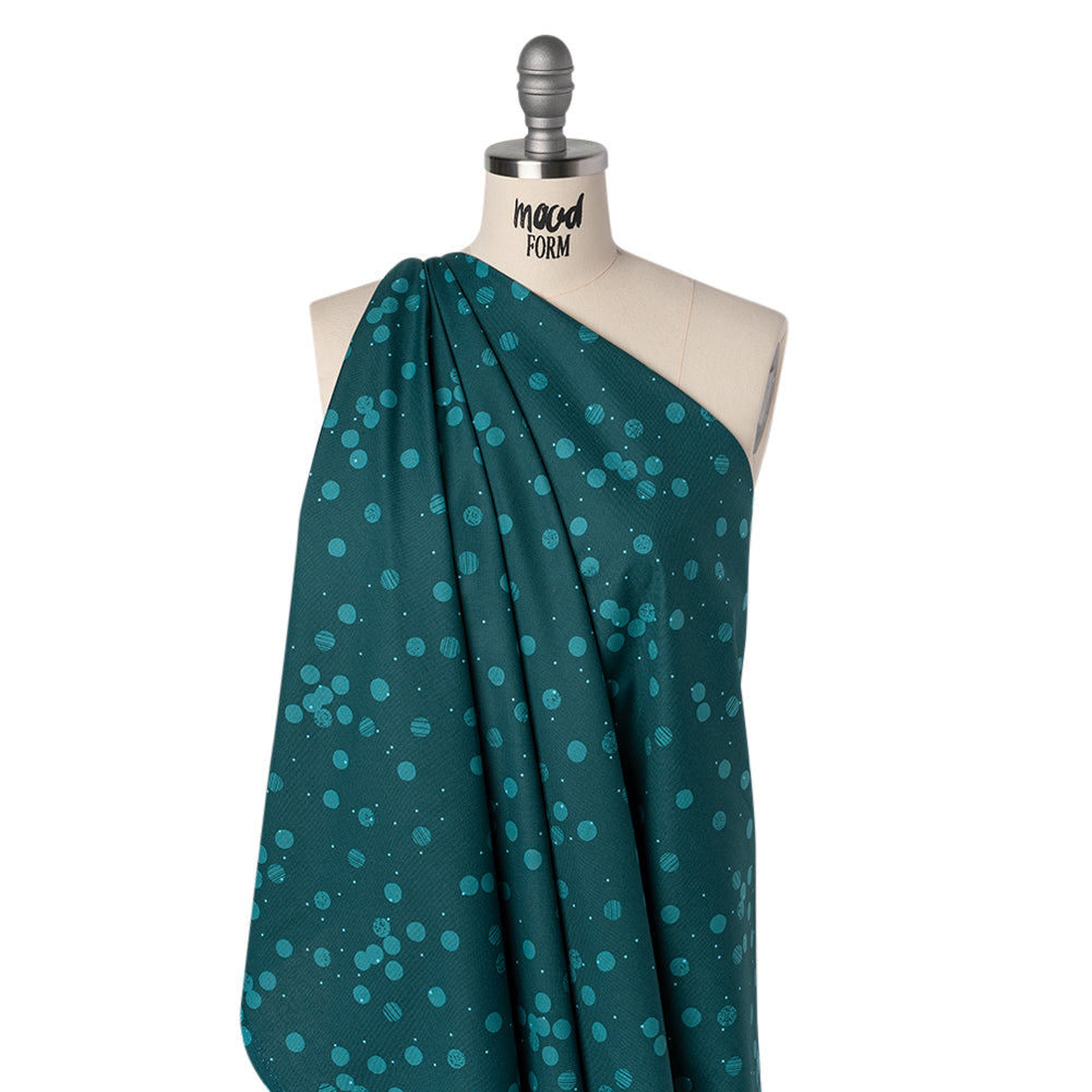 Printed Quilting Cotton by Ghazal Razavi for FIGO Studio - Teal Snow Textured Circles and Spots - Seasons Basics Collection - Folded