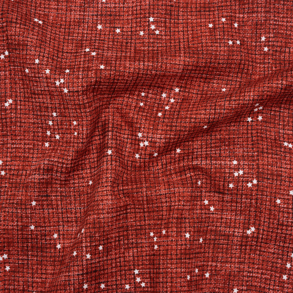 Printed Quilting Cotton by Ghazal Razavi for FIGO Studio - Red Checks and Stars - Stash Collection - Drape