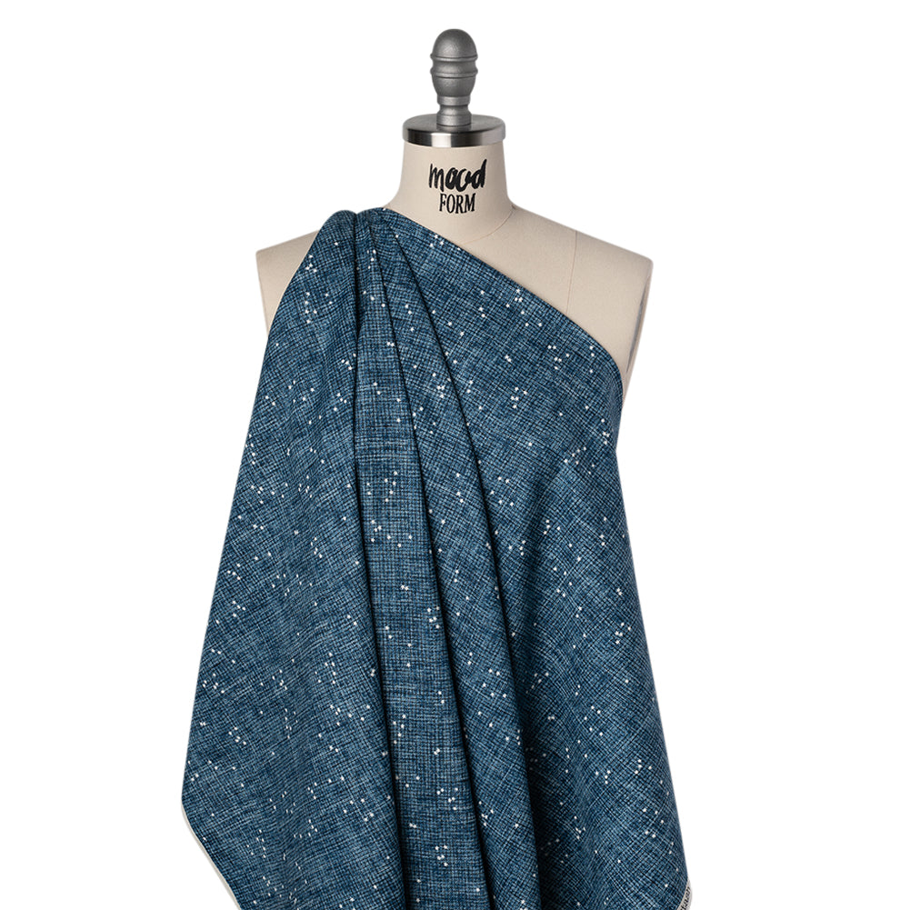 Printed Quilting Cotton by Ghazal Razavi for FIGO Studio - Blue Checks and Stars - Stash Collection Folded