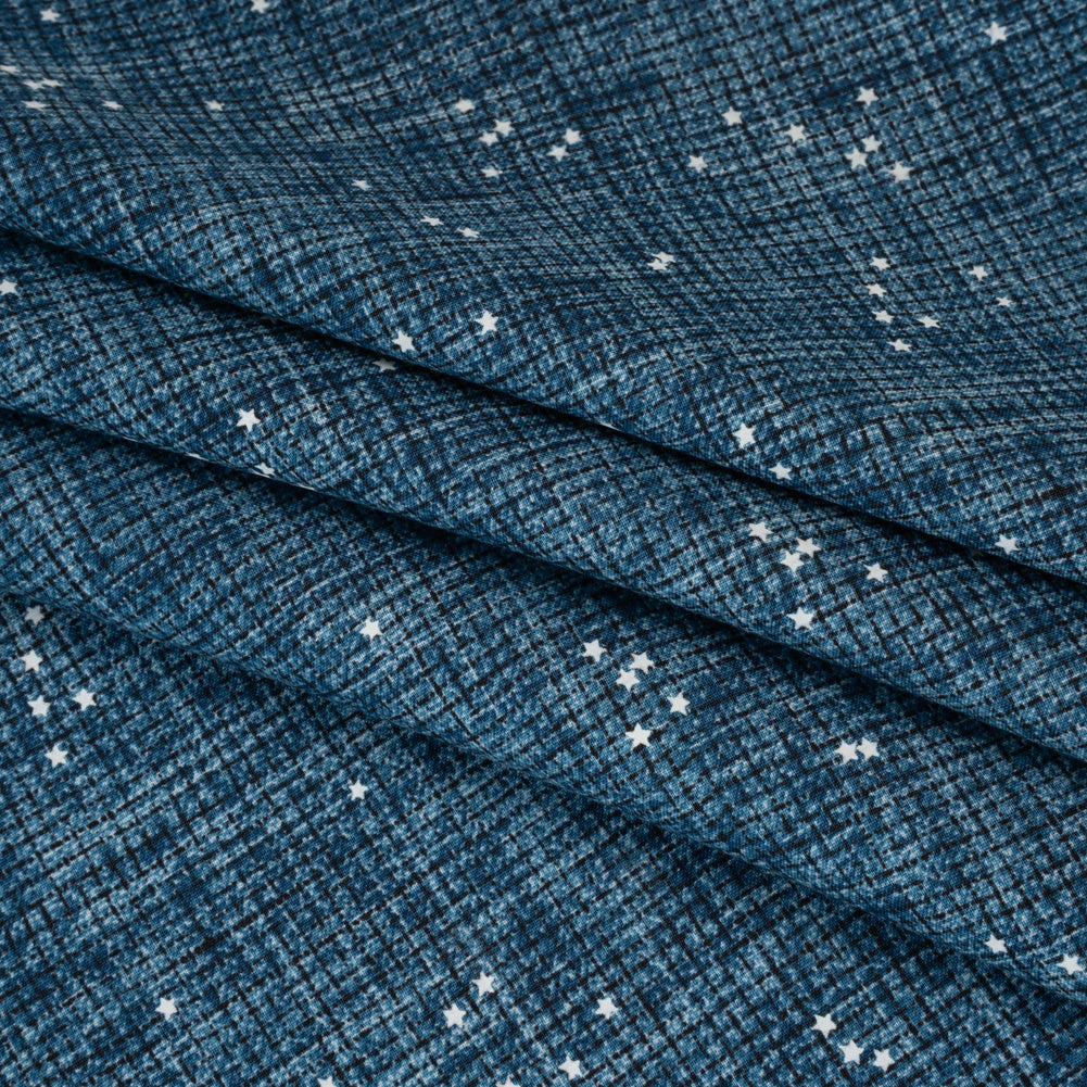 Printed Quilting Cotton by Ghazal Razavi for FIGO Studio - Blue Checks and Stars - Stash Collection Detail