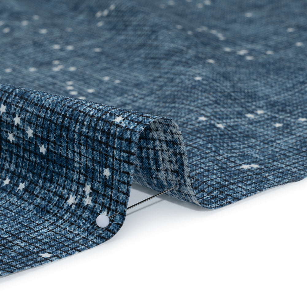 Printed Quilting Cotton by Ghazal Razavi for FIGO Studio - Blue Checks and Stars - Stash Collection Full