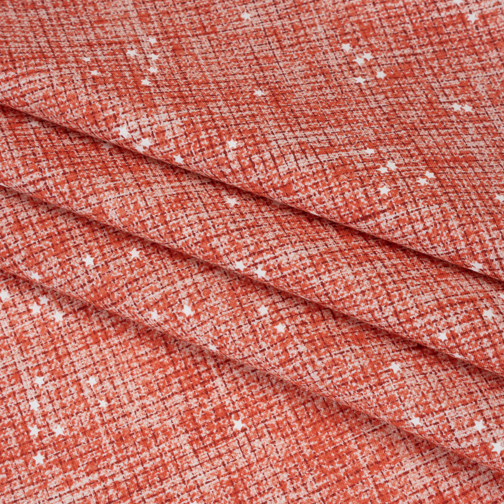 Printed Quilting Cotton by Ghazal Razavi for FIGO Studio - Orange Checks and Stars - Stash Collection - Detail