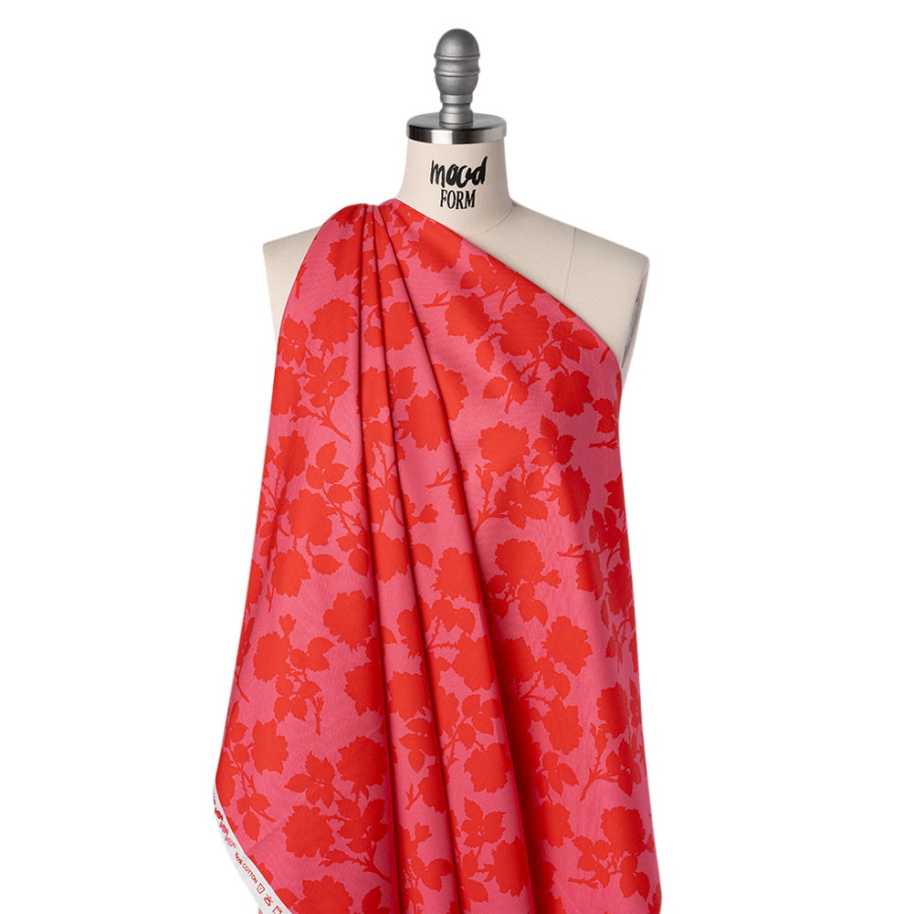 Printed Quilting Cotton by Heather Bailey for FIGO Studio - Strawberry Bramble Floral Silhouettes - Pop Sugar Collection Folded