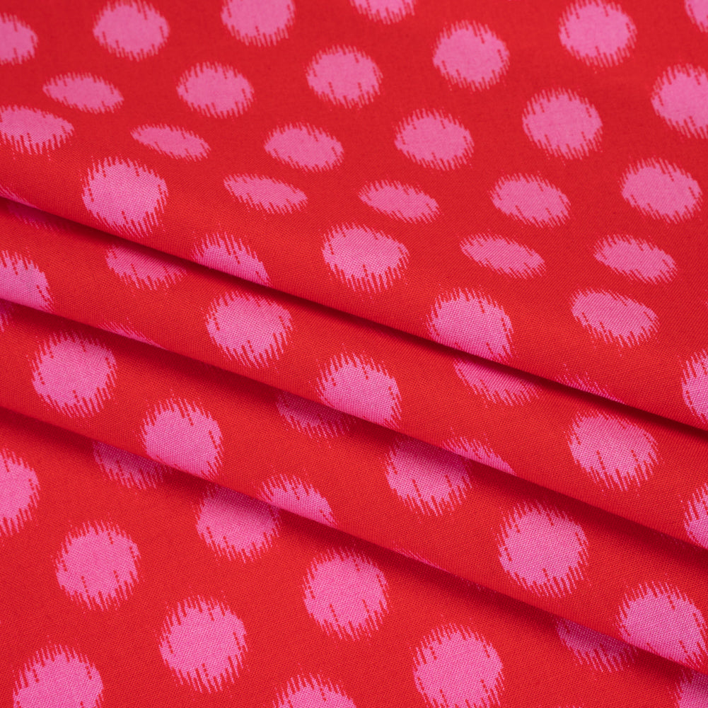 Printed Quilting Cotton by Heather Bailey for FIGO Studio - Cherry Top Dot Ikat Polka Dots - Pop Sugar Collection Detail