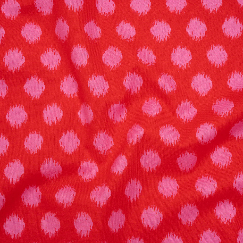 Printed Quilting Cotton by Heather Bailey for FIGO Studio - Cherry Top Dot Ikat Polka Dots - Pop Sugar Collection Drape