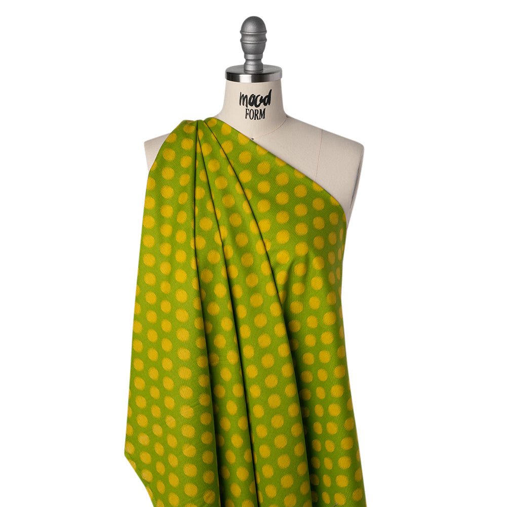 Printed Quilting Cotton by Heather Bailey for FIGO Studio - Green Top Dot Ikat Polka Dots - Pop Sugar Collection - Folded