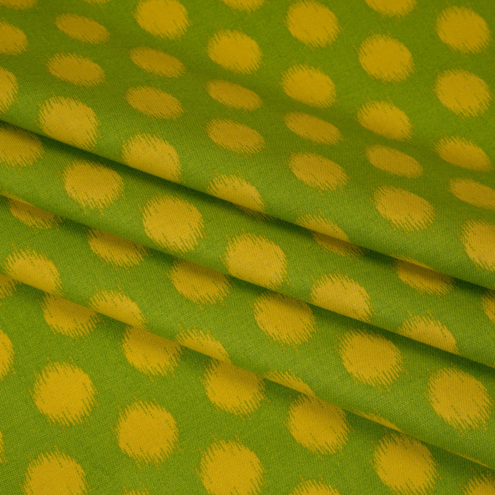 Printed Quilting Cotton by Heather Bailey for FIGO Studio - Green Top Dot Ikat Polka Dots - Pop Sugar Collection - Detail