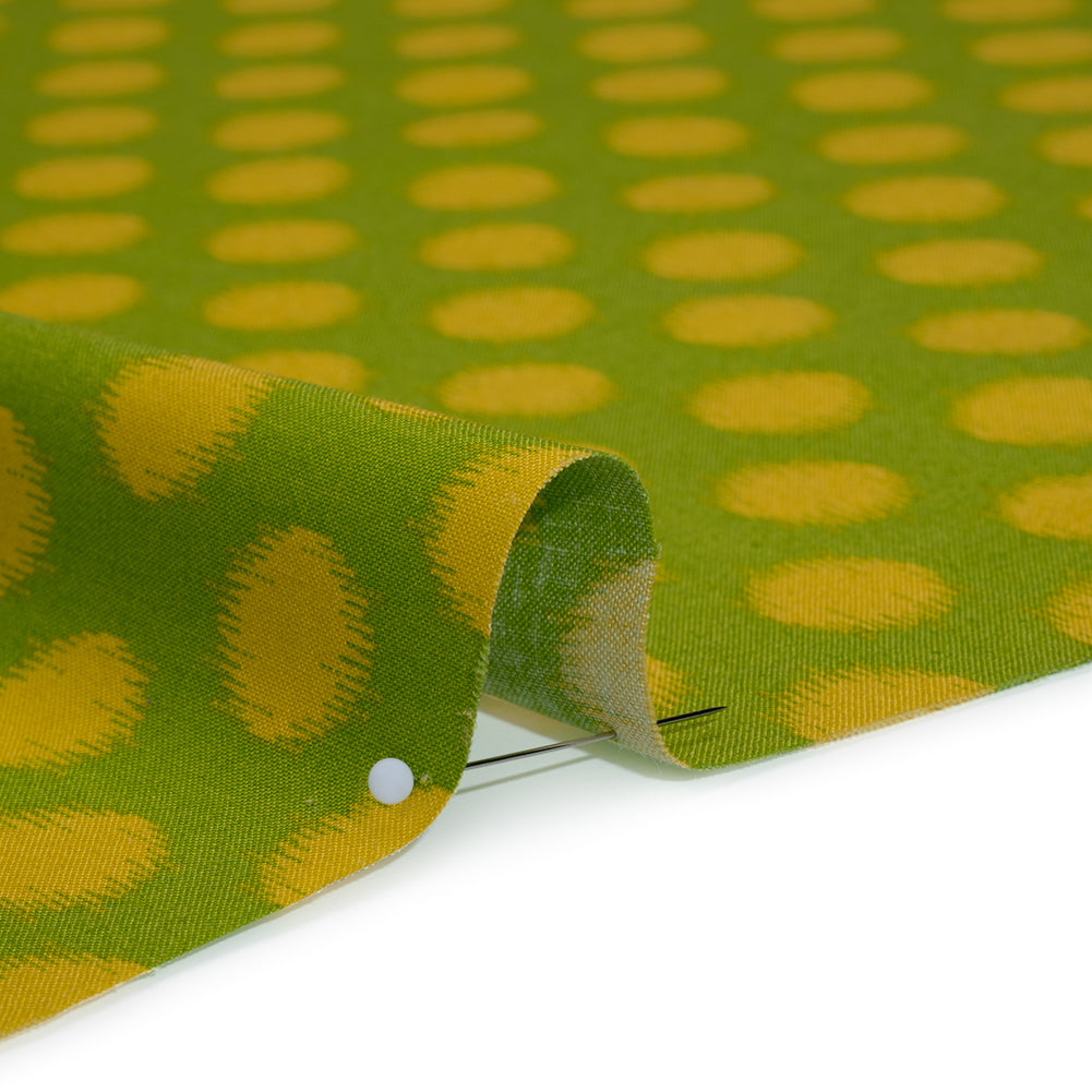 Printed Quilting Cotton by Heather Bailey for FIGO Studio - Green Top Dot Ikat Polka Dots - Pop Sugar Collection - Full