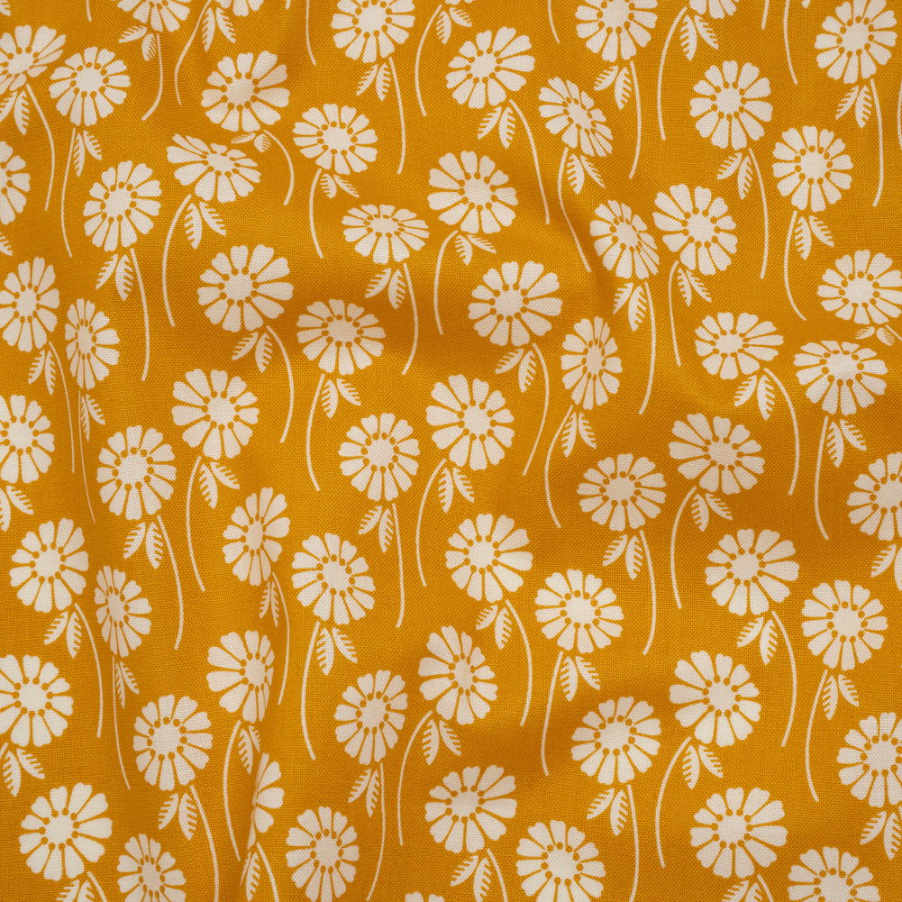 Printed Quilting Cotton by Heather Bailey for FIGO Studio - Butterscotch Upsy Daisy Floral - Pop Sugar Collection - Drape