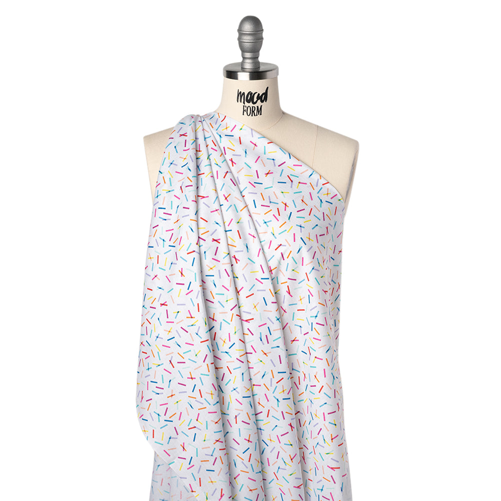 Printed Quilting Cotton by Ghazal Razavi for FIGO Studio - Rainbow and White Confetti - Dovetail Collection - Drape
