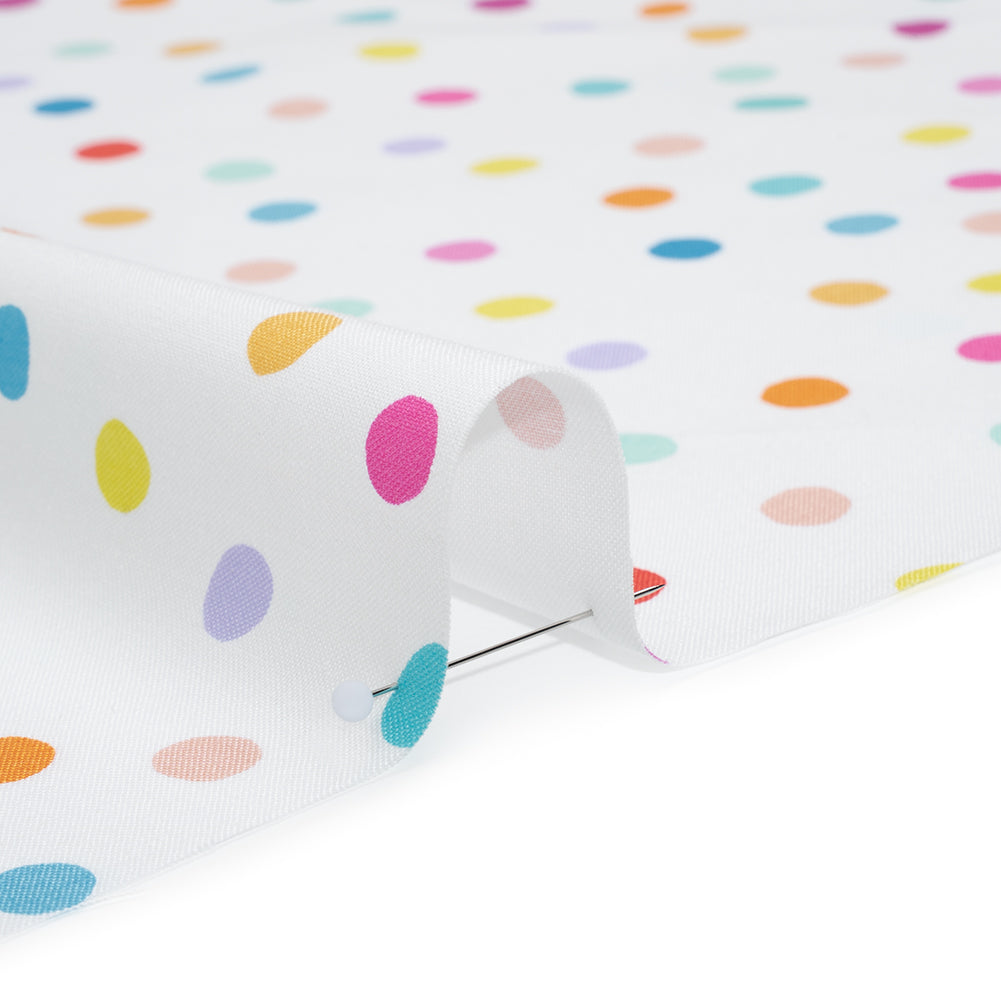 Printed Quilting Cotton by Ghazal Razavi for FIGO Studio - Rainbow and White Pom Poms - Dovetail Collection Detail