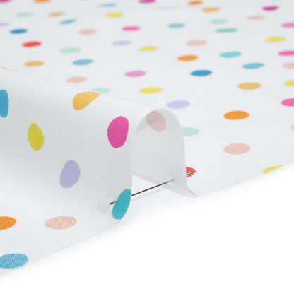 Printed Quilting Cotton by Ghazal Razavi for FIGO Studio - Rainbow and White Pom Poms - Dovetail Collection Detail